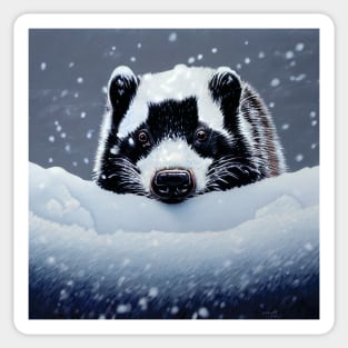 British Badger in the Snow Sticker